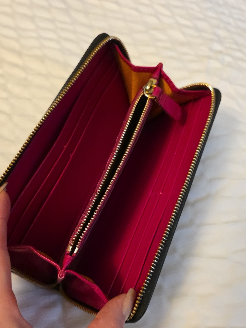 Etro Black Exterior Zip-Around Wallet with Bright Pink Interior